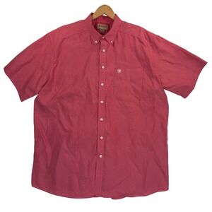 Ariat Red/White Checkered Button-Down Shirt Short Sleeves Western Cowboy Sz XXL
